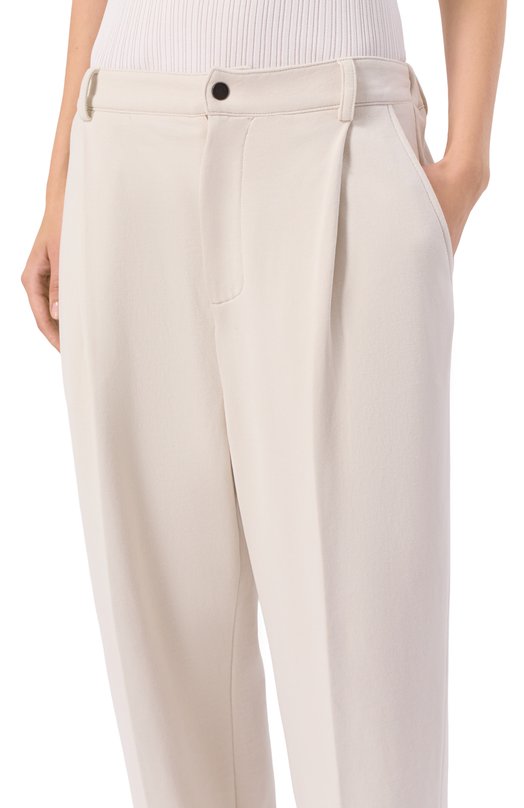 Хлопковые брюки Brunello Cucinelli MN05NSP799 Кремовый  MN05NSP799 Фото 5