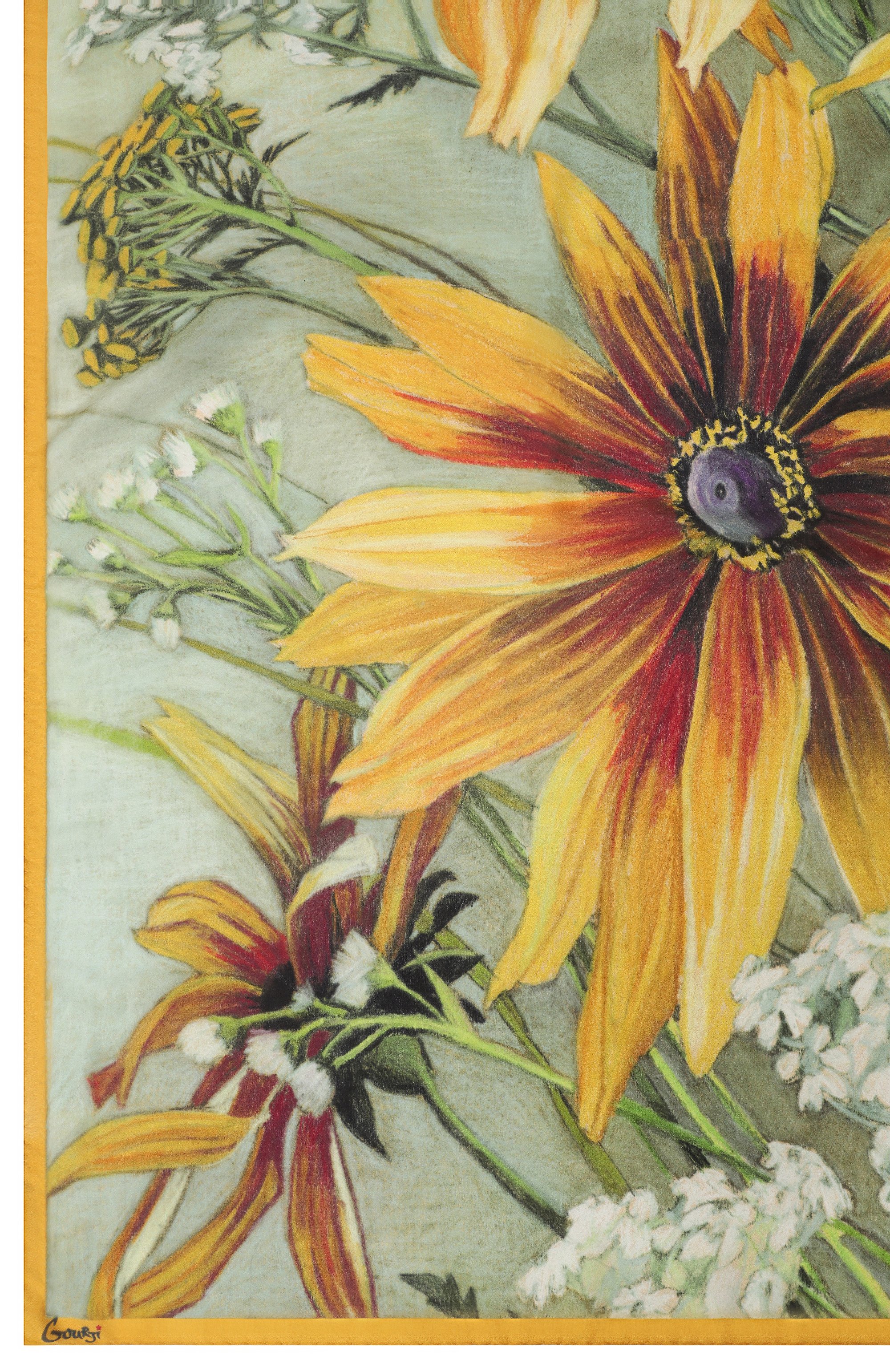 Шелковая шаль полевые цветы GOURJI, арт. 91149937/81108, фото 4