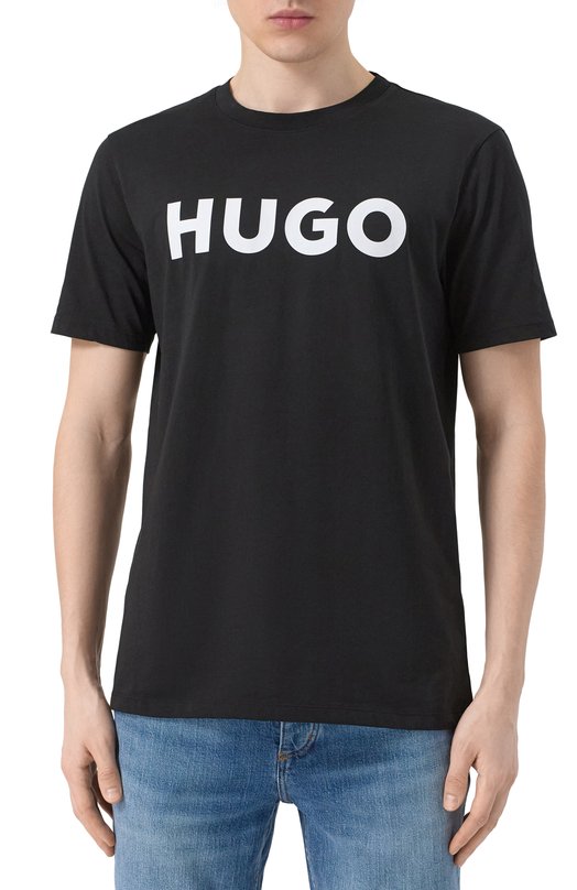 Хлопковая футболка HUGO 50467556 Чёрный  50467556 Фото 3