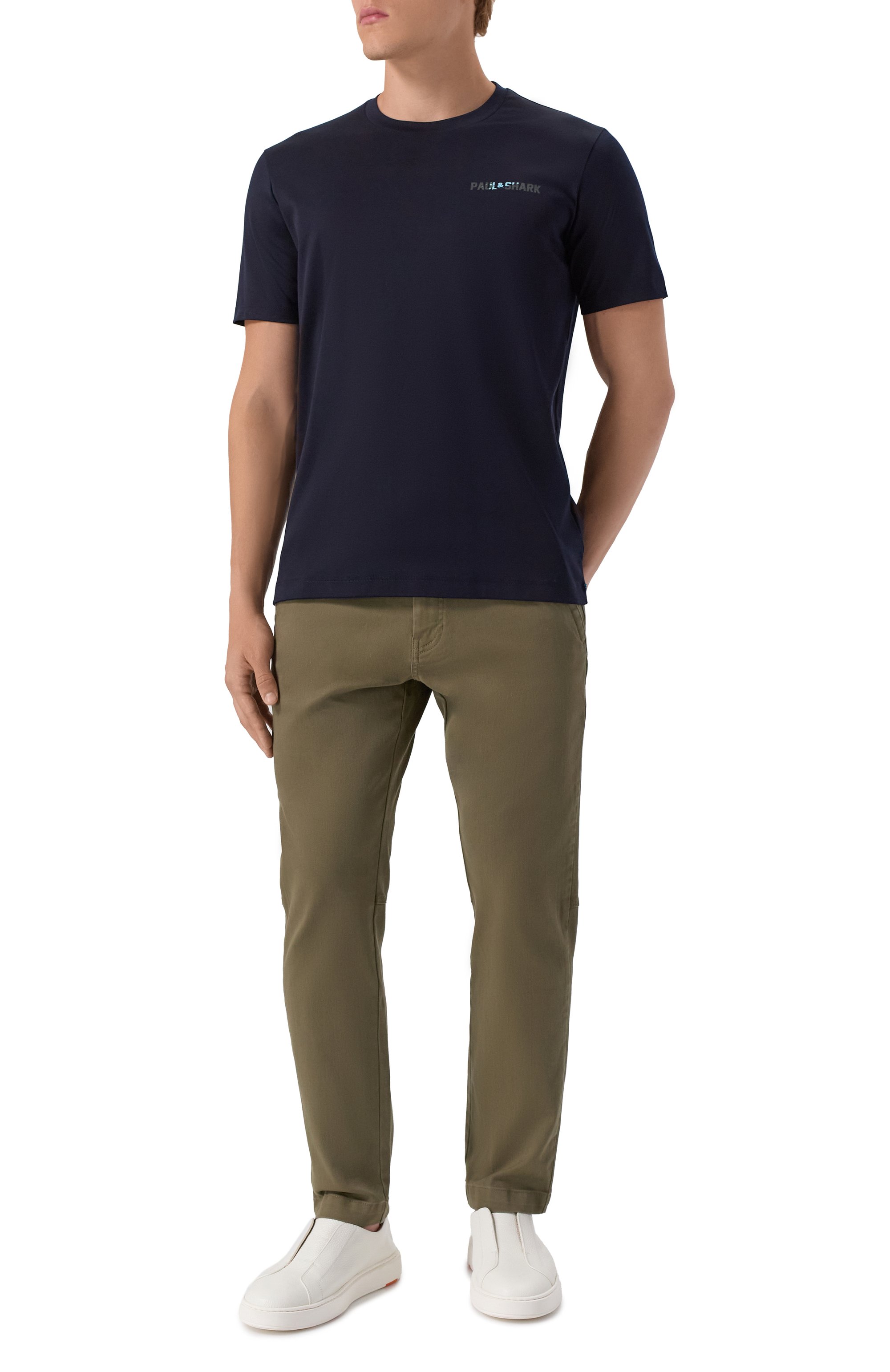 Брюки из хлопка и лиоцелла BOSS ORANGE хаки цвета по цене 17950 руб., арт. 50542986, фото 2 Брюки из хлопка и лиоцелла BOSS ORANGE, арт. 50542986, фото 2