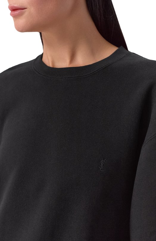 Хлопковый свитшот Saint Laurent 823184/Y36SW Чёрный  823184/Y36SW Фото 5