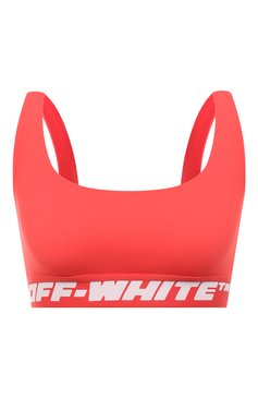 Женский бра-топ OFF-WHITE кораллового цвета, арт. OWVO047S23JER0012900 | Фото 1 (Материал внешний: Синтетический материал; Материал сплава: Проставлено; Стили: Спорт-шик; Драгоценные камни: Проставлено; Длина (для топов): Укороченные)