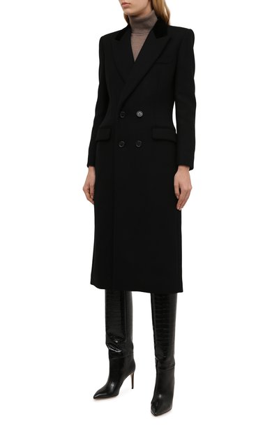 Шерстяное пальто SAINT LAURENT черного цвета по цене 314000 руб., арт. 661315/Y5B58, фото 3 Шерстяное пальто SAINT LAURENT, арт. 661315/Y5B58, фото 3
