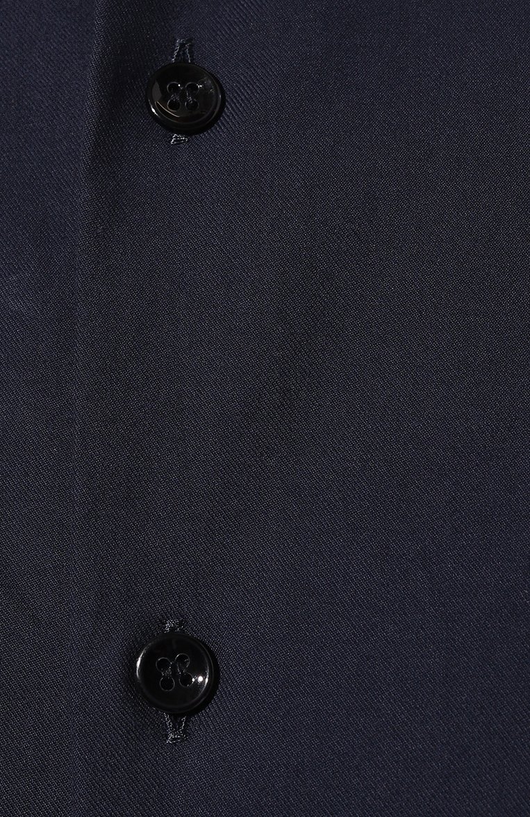 Мужская хлопковая рубашка GIORGIO ARMANI темно-синего цвета, арт. 4SGCC099/T04S6 | Фото 5 (Материал внешний: Хлопок; Рукава: Короткие; Длина (для топов): Стандартные; Воротник: Кент; Принт: Однотонные; Случай: Повседневный; Стили: Кэжуэл; Рубашки М: Regular Fit; Автоматизация состава: Проставлено; Автоматизация ТО: Проставлено)