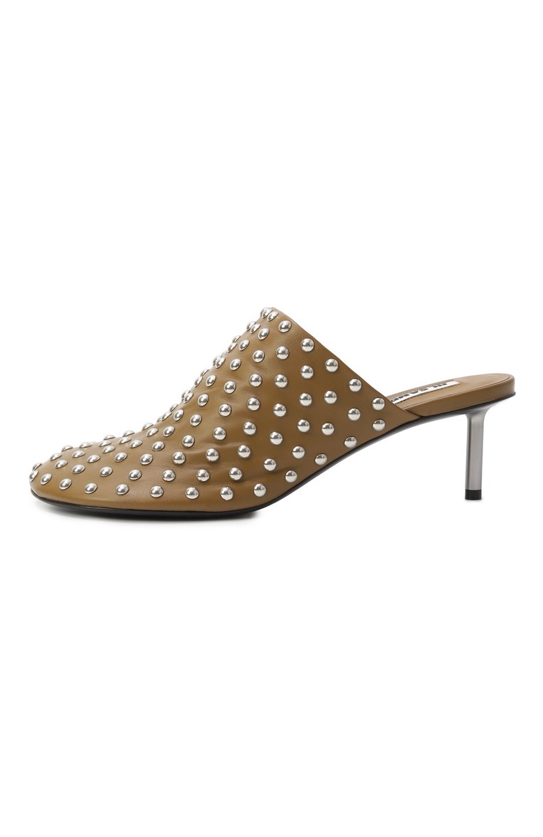 Женские кожаные мюли JIL SANDER хаки цвета, арт. J15WP0165-P8173 | Фото 4 (Подошва: Плоская; Каблук высота: Низкий; Материал внутренний: Натуральная кожа; Материал внешний: Натуральная кожа; Каблук тип: Шпилька; Автоматизация ТО: Проставлено; Автоматизация состава: Проставлено)