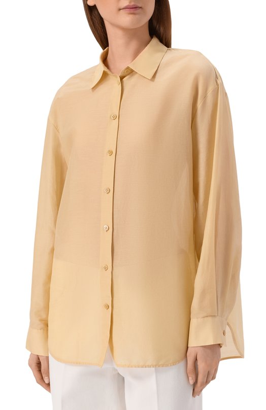 Рубашка из хлопка и шелка 12 STOREEZ 137690 Жёлтый  137690 Фото 3