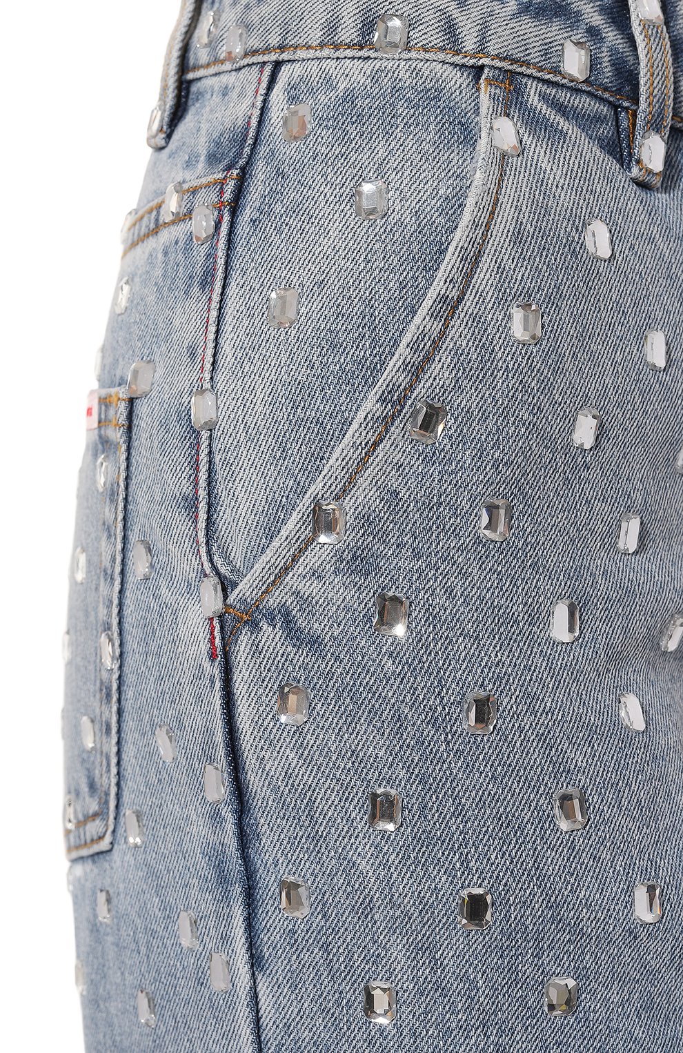 Джинсы с отделкой стразами SELF-PORTRAIT голубого цвета по цене 79950 руб., арт. PF24-839P-BL, фото 5 Джинсы с отделкой стразами SELF-PORTRAIT, арт. PF24-839P-BL, фото 5