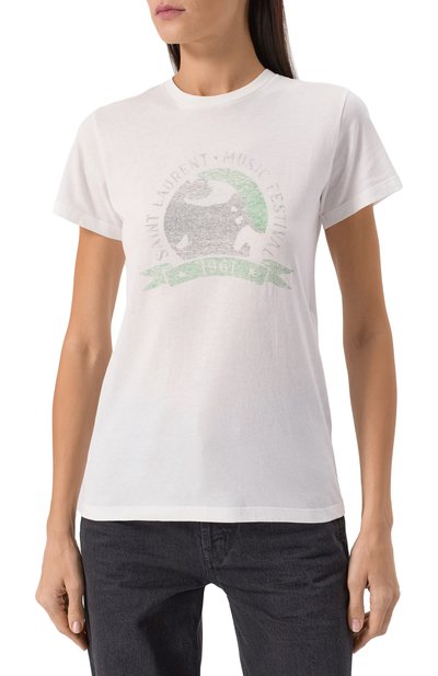 Хлопковая футболка SAINT LAURENT, арт. 817047/Y37YJ, фото 3