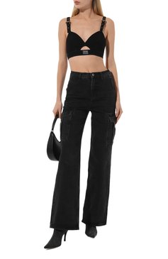 Женский джинсовый топ VERSACE JEANS COUTURE черного ц�вета, арт. 74HAM257/DW040ENZ | Фото 2 (Кросс-КТ: Деним; Стили: Гранж; Материал сплава: Проставлено; Материал внешний: Хлопок, Деним; Драгоценные камни: Проставлено; Длина (для топов): Укороченные)