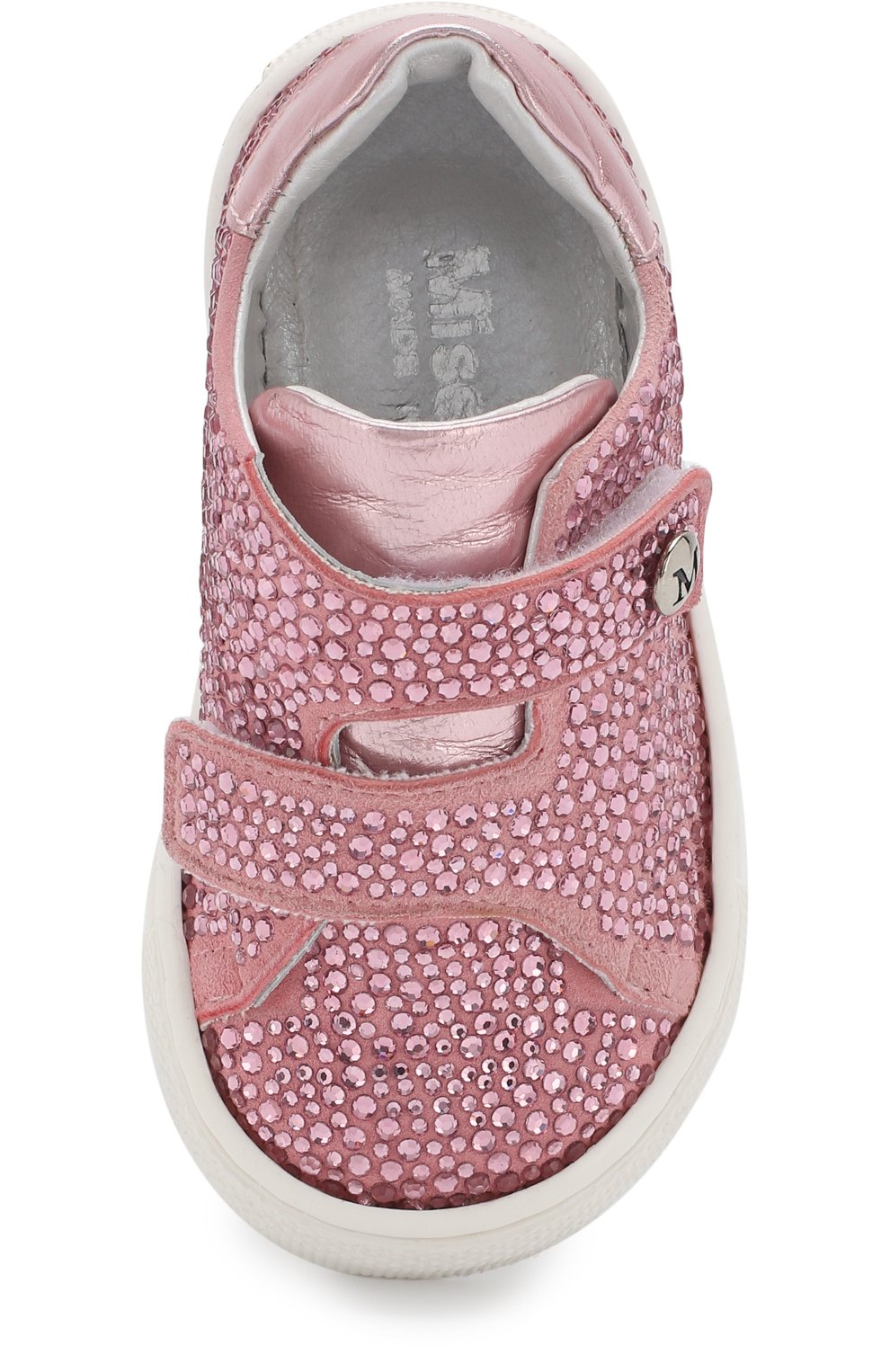Замшевые кеды с застежками велькро и стразами MISSOURI розового цвета по цене 26050 руб., арт. 4520 A/27-30, фото 4 Замшевые кеды с застежками велькро и стразами MISSOURI, арт. 4520 A/27-30, фото 4