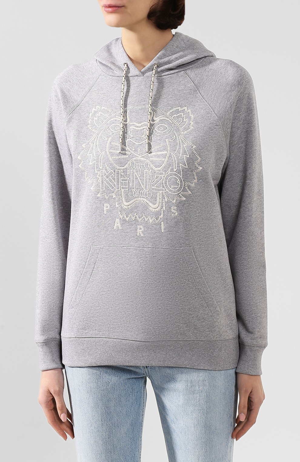Хлопковое худи KENZO светло-серого цвета по цене 32400 руб., арт. F962SW8644X5, фото 3 Хлопковое худи KENZO, арт. F962SW8644X5, фото 3