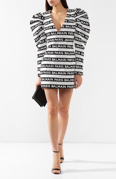 Хлопковое платье BALMAIN черно-белого цвета по цене 597500 руб., арт. RF16186/C054, фото 2 Хлопковое платье BALMAIN, арт. RF16186/C054, фото 2