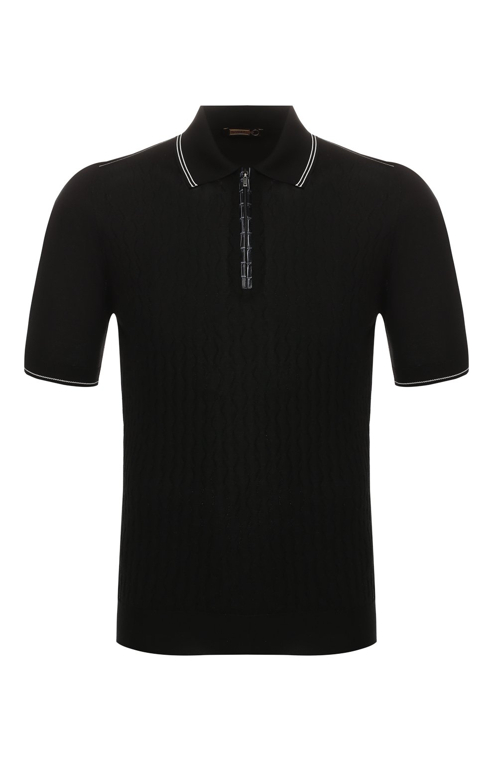 Шелковое поло с отделкой из кожи аллигатора ZILLI, арт. MBR-PZ032-SECR1/MC02/AMIS, фото 1