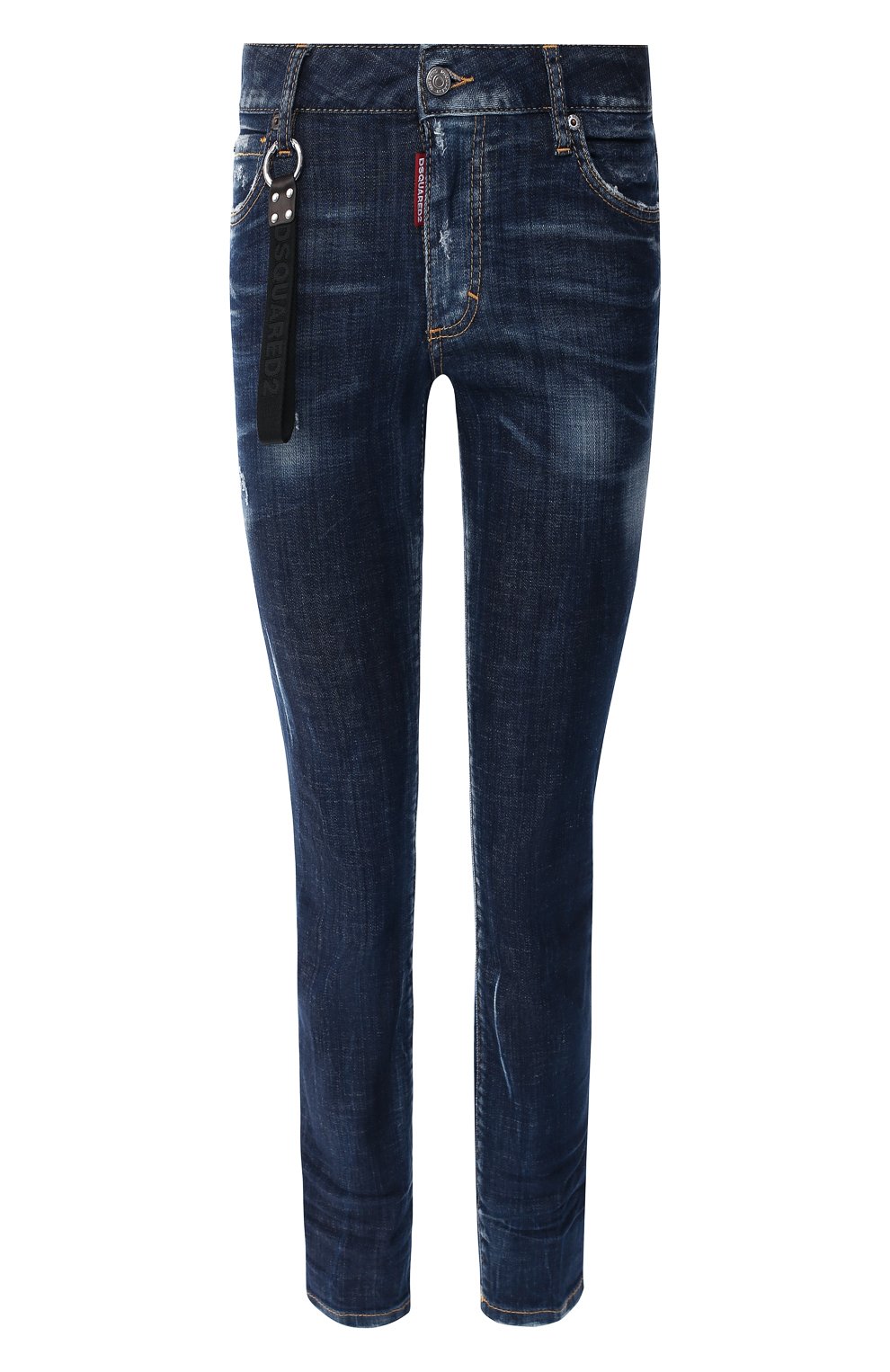 Джинсы с потертостями DSQUARED2 темно-синего цвета по цене 34300 руб., арт. S75LB0120/S30342, фото 1 Джинсы с потертостями DSQUARED2, арт. S75LB0120/S30342, фото 1