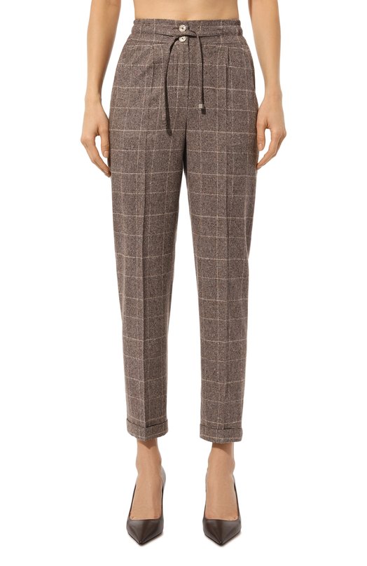 Брюки из шелка и шерсти Kiton D53116K0541E01 Коричневый  D53116K0541E01 Фото 3