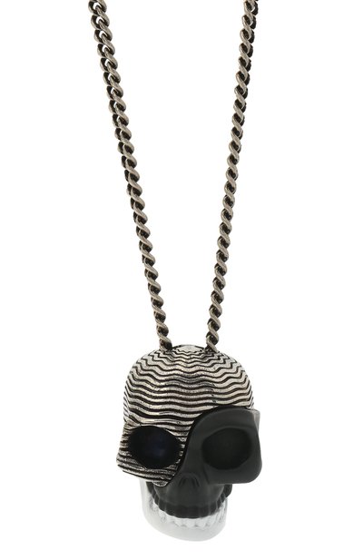 Цепь с кулоном ALEXANDER MCQUEEN черно-белого цвета по цене 55100 руб., арт. 628105/J160K, фото 2 Цепь с кулоном ALEXANDER MCQUEEN, арт. 628105/J160K, фото 2