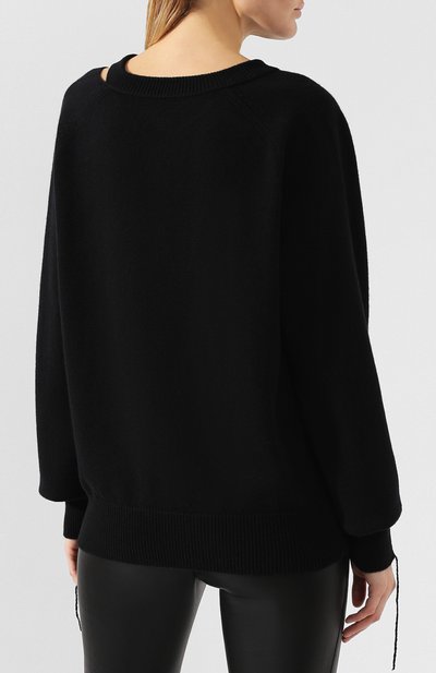 Пуловер из смеси хлопка и шерсти HELMUT LANG черного цвета по цене 37300 руб., арт. I10HW714, фото 4 Пуловер из смеси хлопка и шерсти HELMUT LANG, арт. I10HW714, фото 4