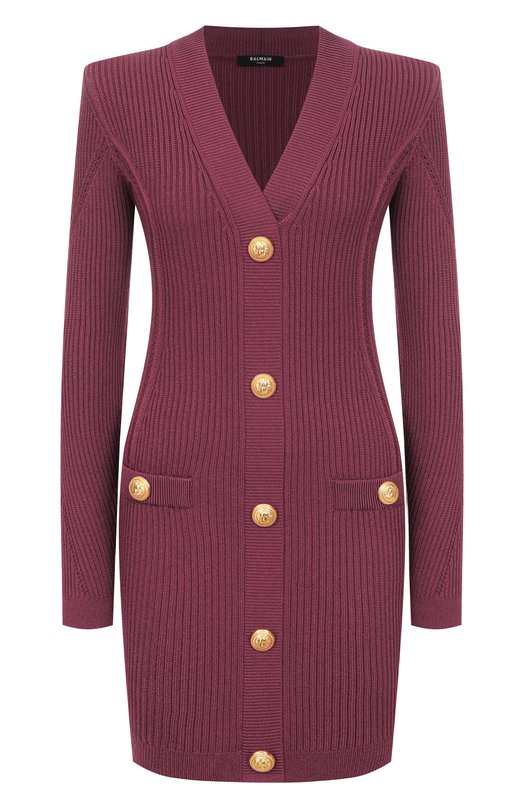Платье из вискозы Balmain FF0R8033/KJ15 Бордовый FF0R8033/KJ15