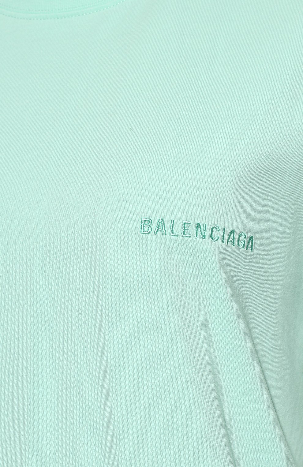 Хлопковая футболка BALENCIAGA бирюзового цвета по цене 89950 руб., арт. 612965/TLVB9, фото 5 Хлопковая футболка BALENCIAGA, арт. 612965/TLVB9, фото 5