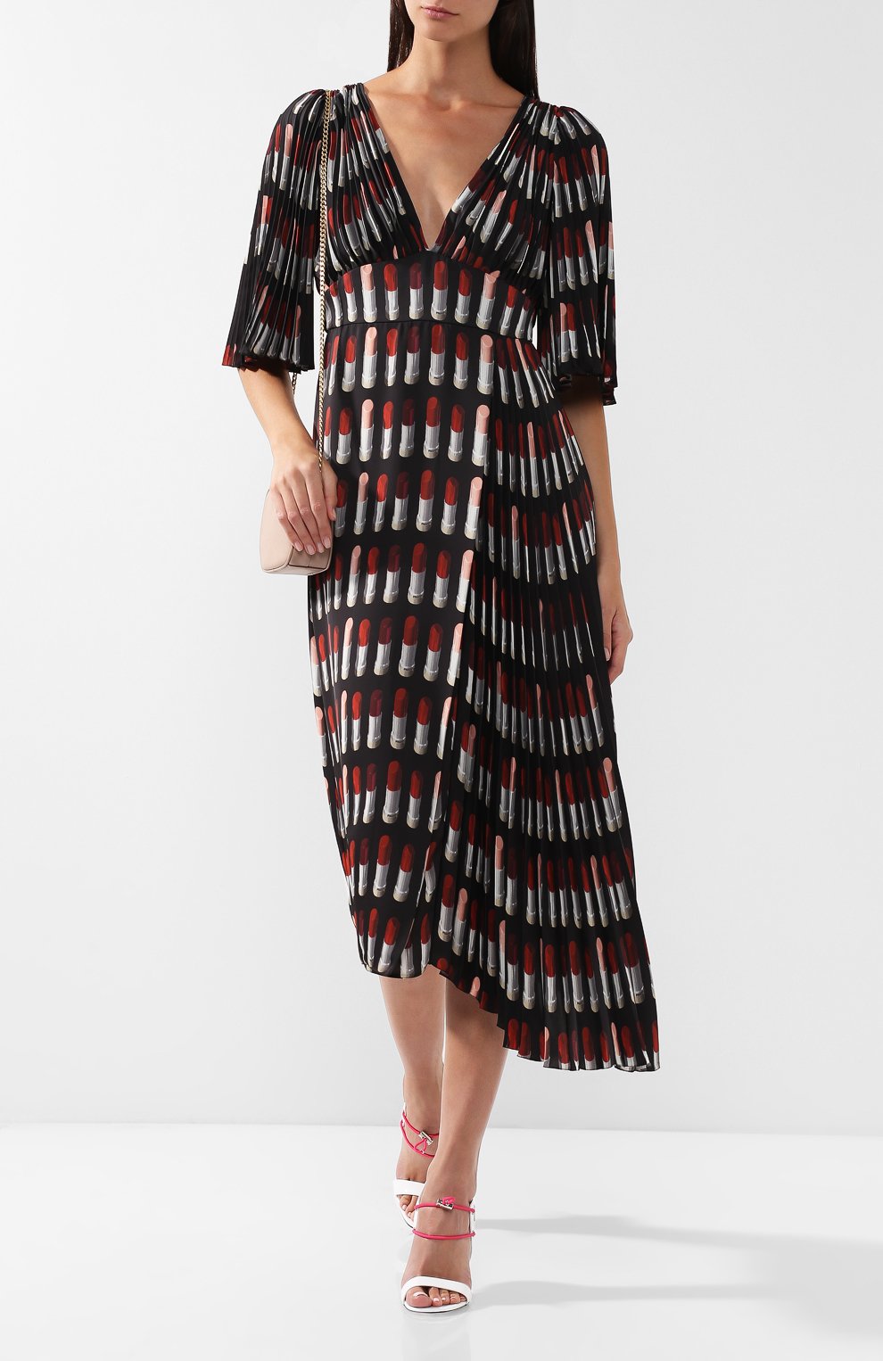 Платье-миди с v-образным вырезом и принтом PRADA, арт. P36X2-1SE3-F0002, фото 2