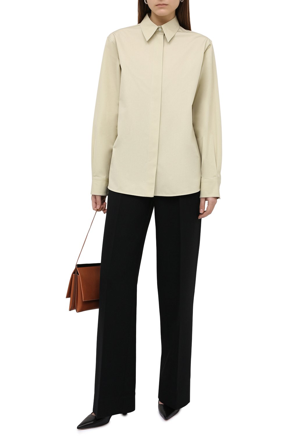 Хлопковая рубашка JIL SANDER зеленого цвета по цене 71900 руб., арт. JSWR605705-WR243900, фото 2 Хлопковая рубашка JIL SANDER, арт. JSWR605705-WR243900, фото 2