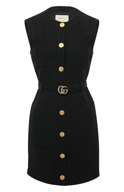 Платья из шелка и шерсти GUCCI черного цвета по цене 331200 руб., арт. 609245 Z8AH7, фото 1 Платья из шелка и шерсти GUCCI, арт. 609245 Z8AH7, фото 1