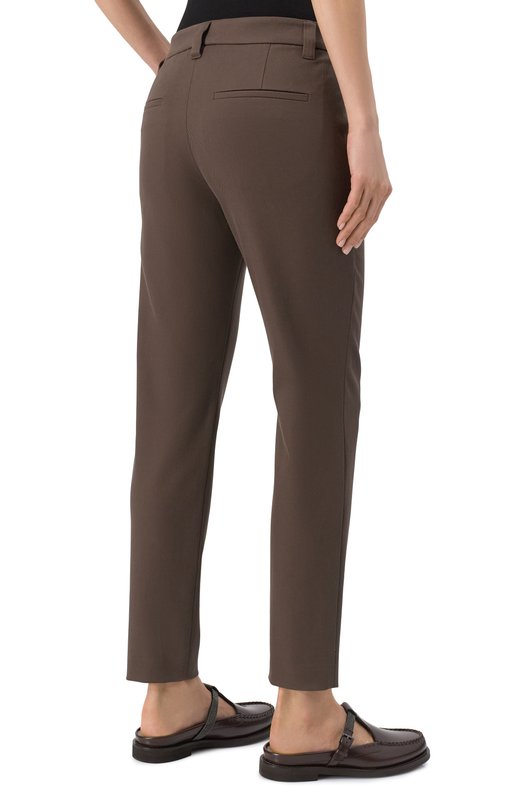 Хлопковые брюки Brunello Cucinelli MP126P7258 Коричневый  MP126P7258 Фото 4