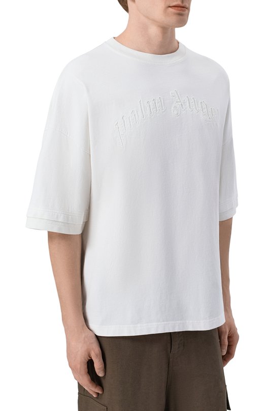 Хлопковая футболка Palm Angels PMAA10QS26JER001 Белый  PMAA10QS26JER001 Фото 3