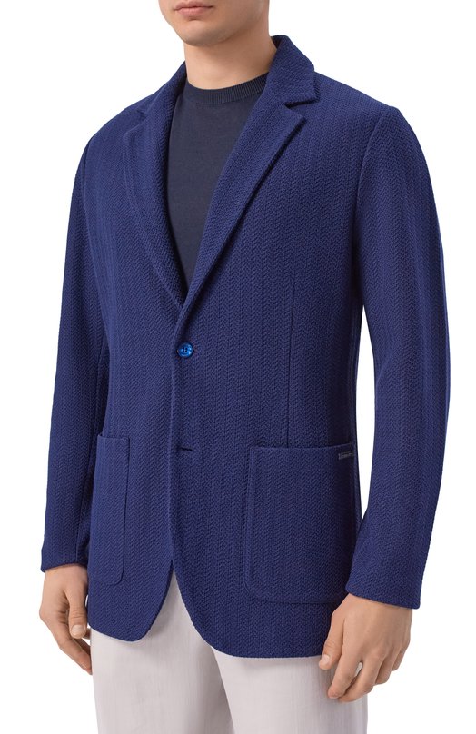 Пиджак из шелка и хлопка Stefano Ricci K616442J02/F26111_003 Синий  K616442J02/F26111_003 Фото 3