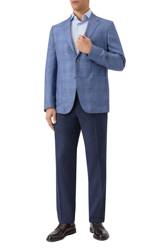 Пиджак из шерсти и шелка Zegna 10FP20/759032A7 Синий  10FP20/759032A7 Фото 3