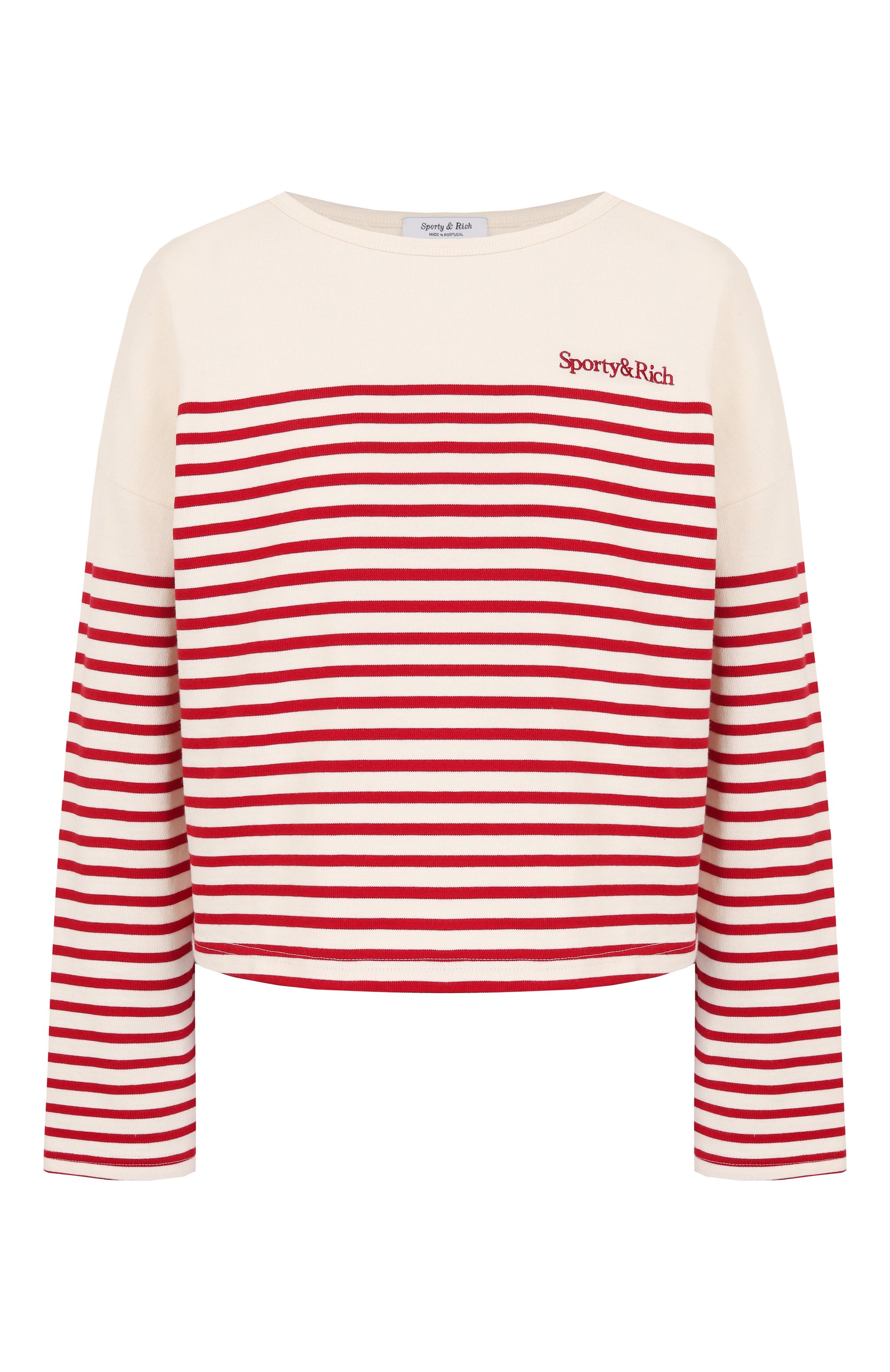 Хлопковый лонгслив SPORTY AND RICH кремового цвета по цене 15800 руб., арт. T0035508300ST15, фото 1 Хлопковый лонгслив SPORTY AND RICH, арт. T0035508300ST15, фото 1