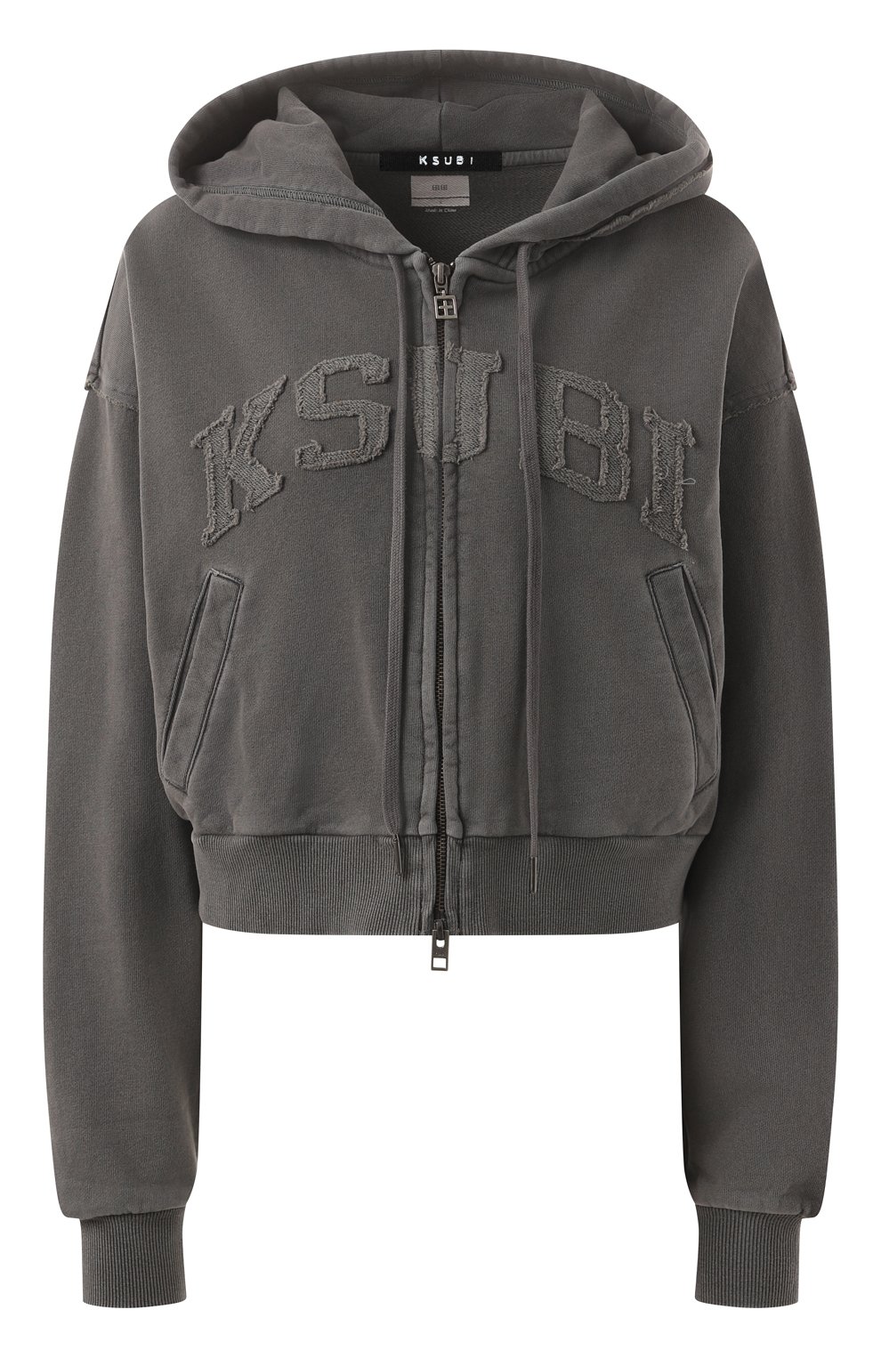 Хлопковая толстовка KSUBI серого цвета по цене 24000 руб., арт. WFA24FL003, фото 1 Хлопковая толстовка KSUBI, арт. WFA24FL003, фото 1