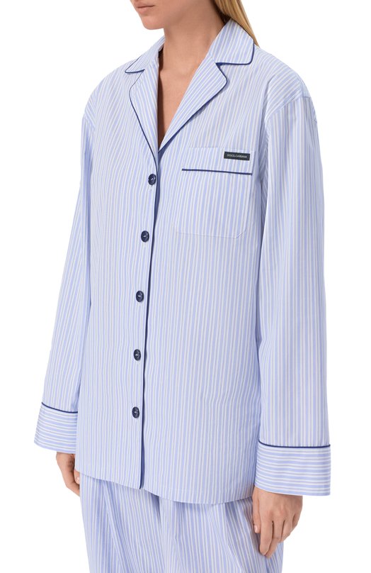 Рубашка из хлопка и шелка Dolce & Gabbana F5U37T/FR510 Голубой  F5U37T/FR510 Фото 3