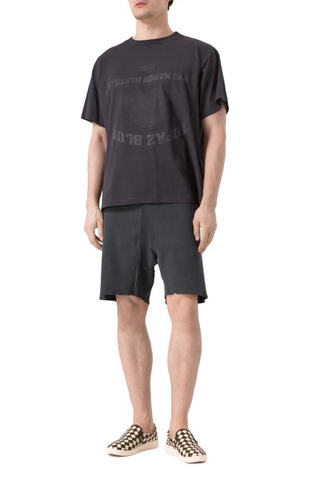 Мужские хлопковые шорты MAISON MARGIELA темно-серого цвета, арт. S50MU0085/M25019 | Фото 2 (Длина Шорты М: До колена; Материал сплава: Проставлено; Материал внешний: Хлопок; Драгоценные камни: Проставлено)