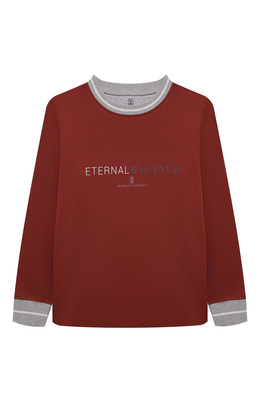 Хлопковый лонгслив BRUNELLO CUCINELLI бордового цвета по цене 25250 руб., арт. B0B13T164B, фото 1 Хлопковый лонгслив BRUNELLO CUCINELLI, арт. B0B13T164B, фото 1
