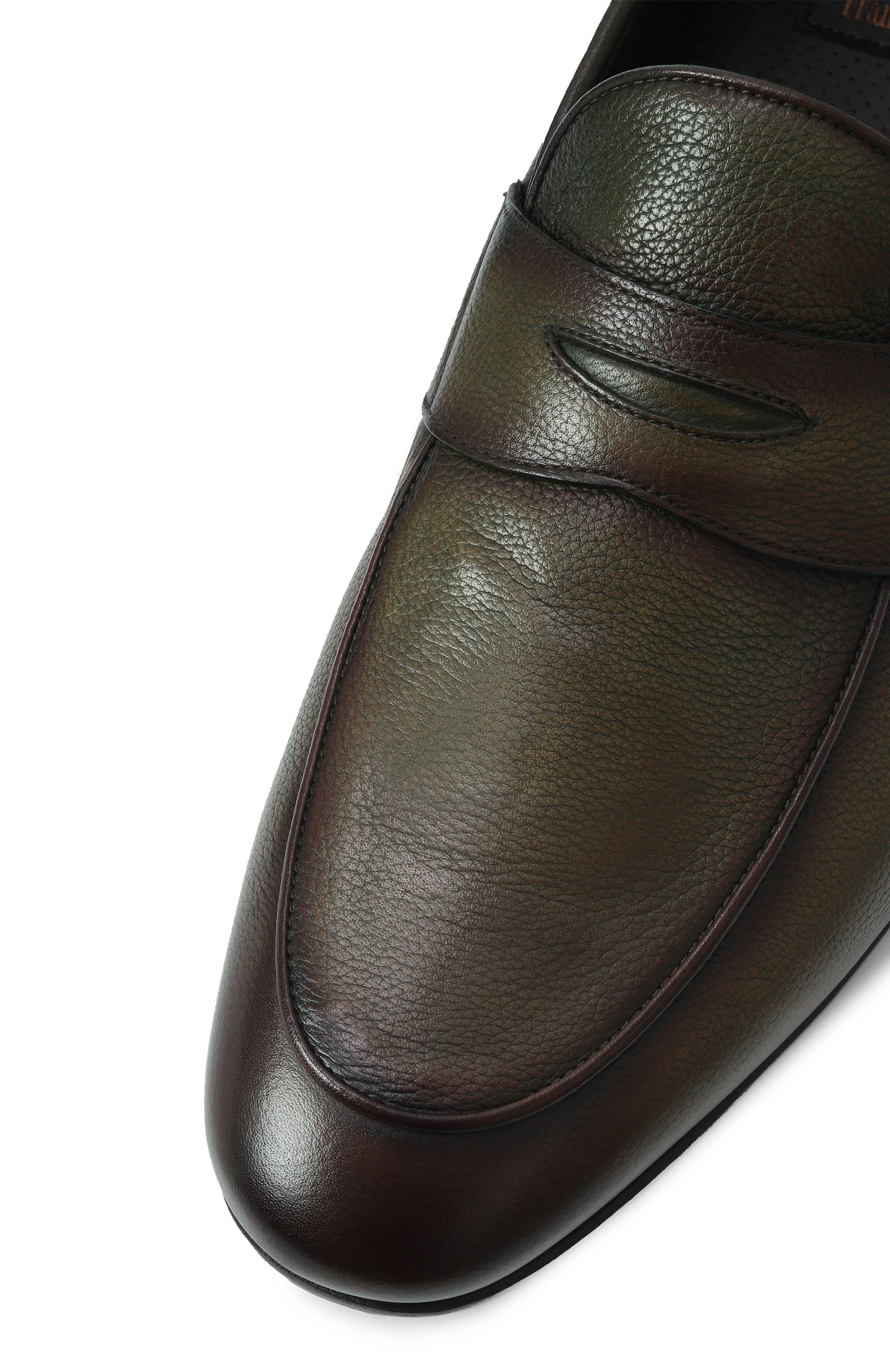 Кожаные пенни-лоферы W.GIBBS хаки цвета по цене 59900 руб., арт. 0801011, фото 7 Кожаные пенни-лоферы W.GIBBS, арт. 0801011, фото 7