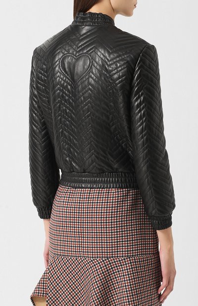 Однотонная кожаная куртка на молнии GUCCI черного цвета по цене 292500 руб., арт. 526790/XG666, фото 4 Однотонная кожаная куртка на молнии GUCCI, арт. 526790/XG666, фото 4