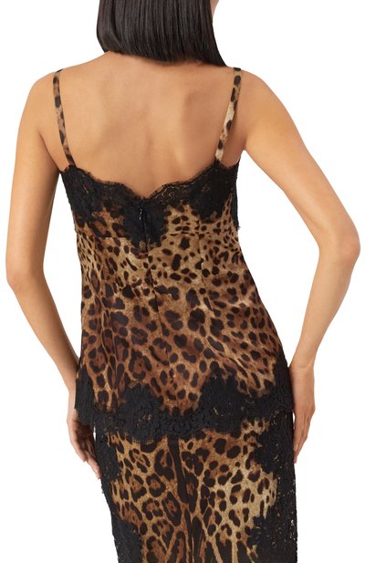 Топ из шелка и хлопка DOLCE & GABBANA леопардового цвета по цене 199500 руб., арт. F72K9T/FSAXY, фото 4 Топ из шелка и хлопка DOLCE & GABBANA, арт. F72K9T/FSAXY, фото 4