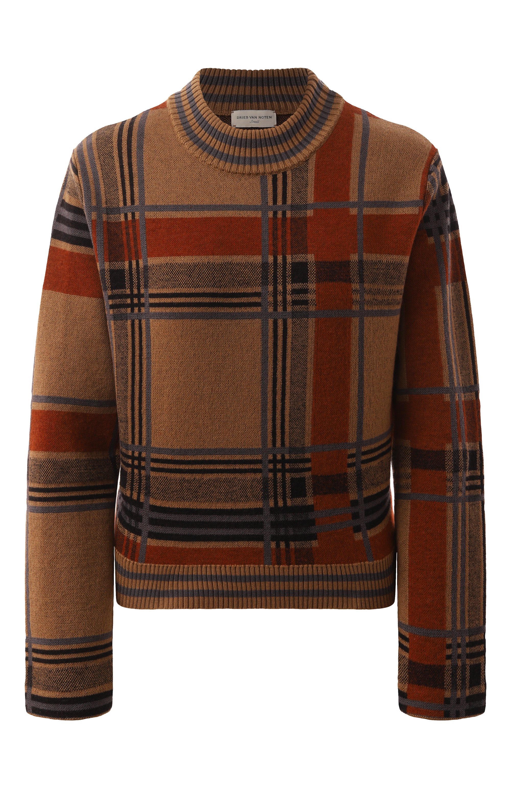 Шерстяной пуловер DRIES VAN NOTEN коричневого цвета по цене 76100 руб., арт. 242-011251-9731, фото 1 Шерстяной пуловер DRIES VAN NOTEN, арт. 242-011251-9731, фото 1