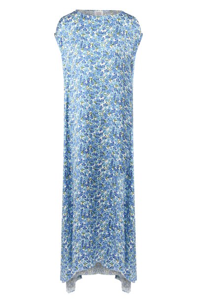 Женское атласное платье VETEMENTS, арт. SS20DR291 2605/W/BLUE/WHITE FL0WERS