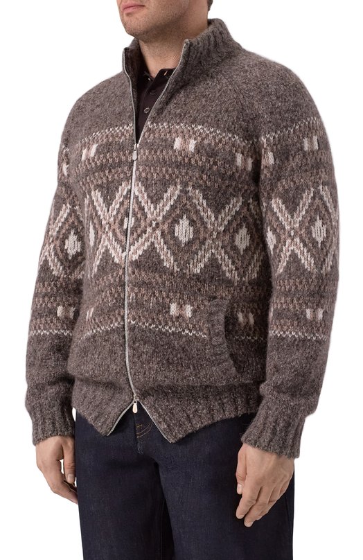 Шерстяной кардиган Brunello Cucinelli M2B301706 Коричневый  M2B301706 Фото 3