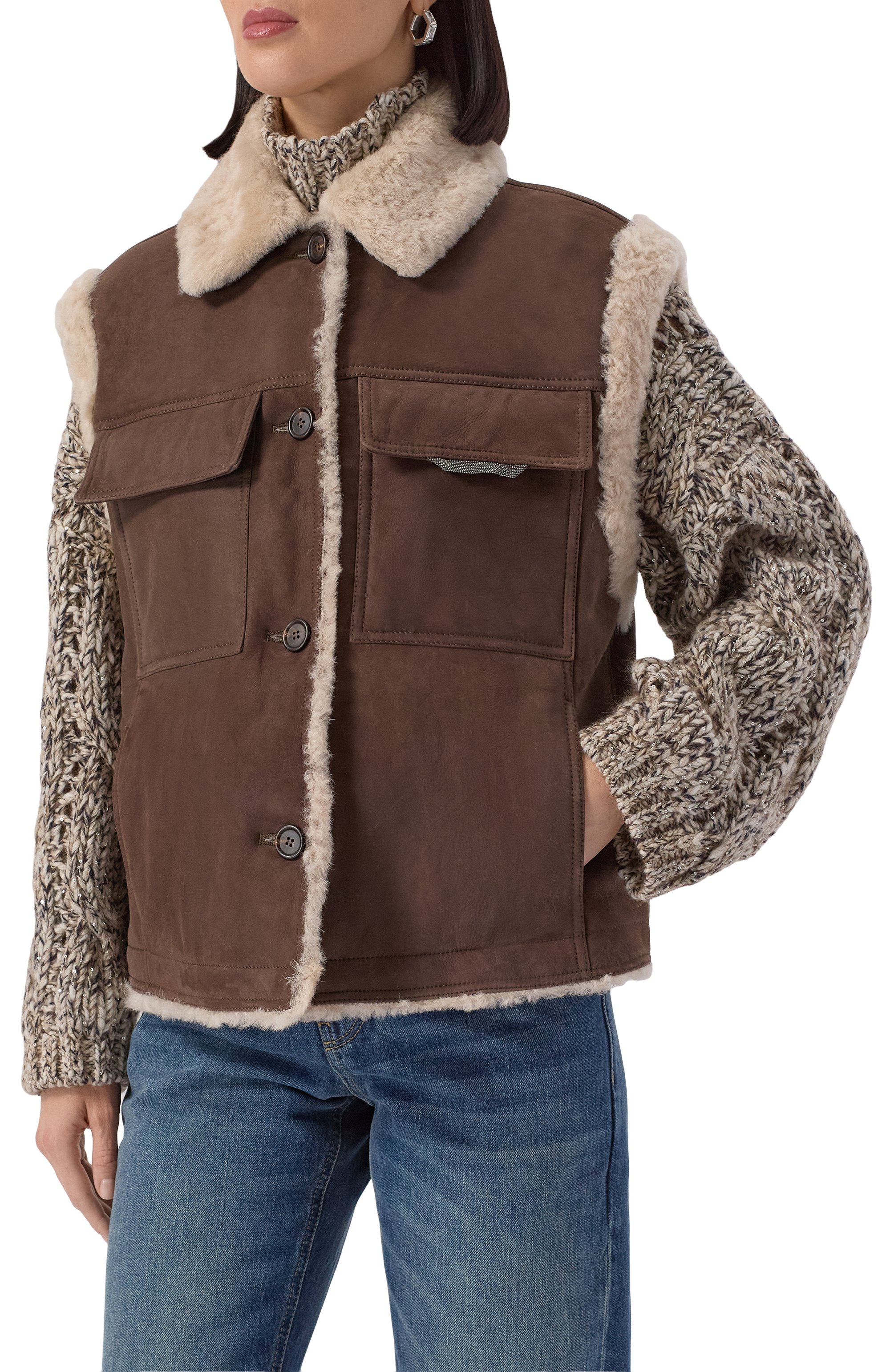 Жилет из овчины BRUNELLO CUCINELLI, арт. MPMBP7680P, фото 3