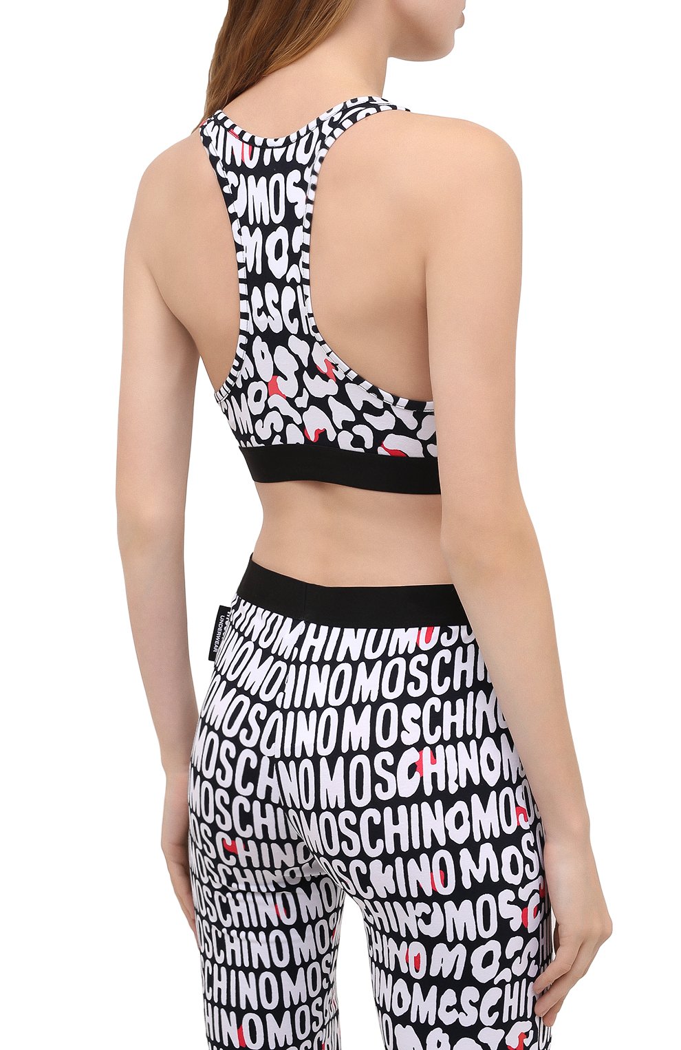 Хлопковый топ MOSCHINO черно-белого цвета по цене 13900 руб., арт. A6801/9004, фото 4 Хлопковый топ MOSCHINO, арт. A6801/9004, фото 4