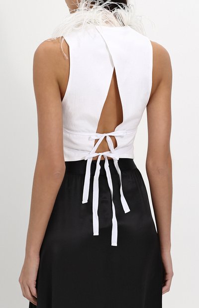 Приталенный жилет из смеси вискозы и льна с хлопком ANN DEMEULEMEESTER белого цвета по цене 89350 руб., арт. 1801-1154-212-003, фото 4 Приталенный жилет из смеси вискозы и льна с хлопком ANN DEMEULEMEESTER, арт. 1801-1154-212-003, фото 4