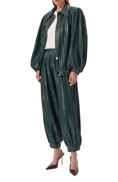 Джоггеры из экокожи ROWEN ROSE зеленого цвета по цене 126000 руб., арт. PNT_RR469, фото 2 Джоггеры из экокожи ROWEN ROSE, арт. PNT_RR469, фото 2