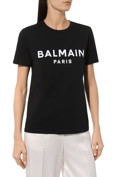 Хлопковая футболка BALMAIN черного цвета по цене 44250 руб., арт. YF1EF000BB37, фото 3 Хлопковая футболка BALMAIN, арт. YF1EF000BB37, фото 3
