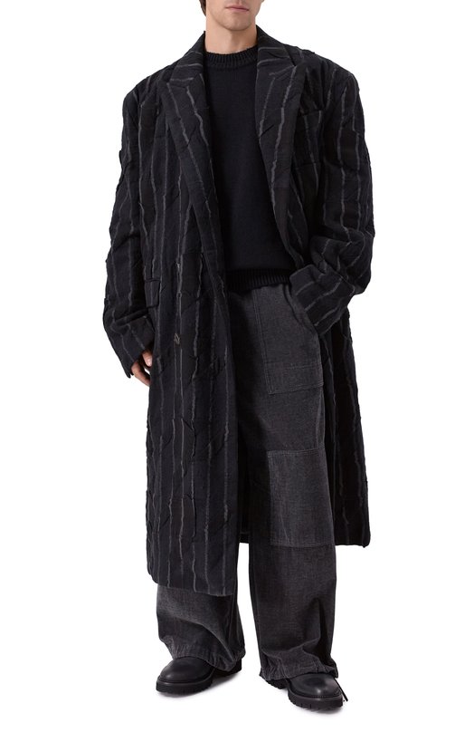 Пальто из шерсти и хлопка Juun.J JC5930H37 Чёрный  JC5930H37 Фото 2