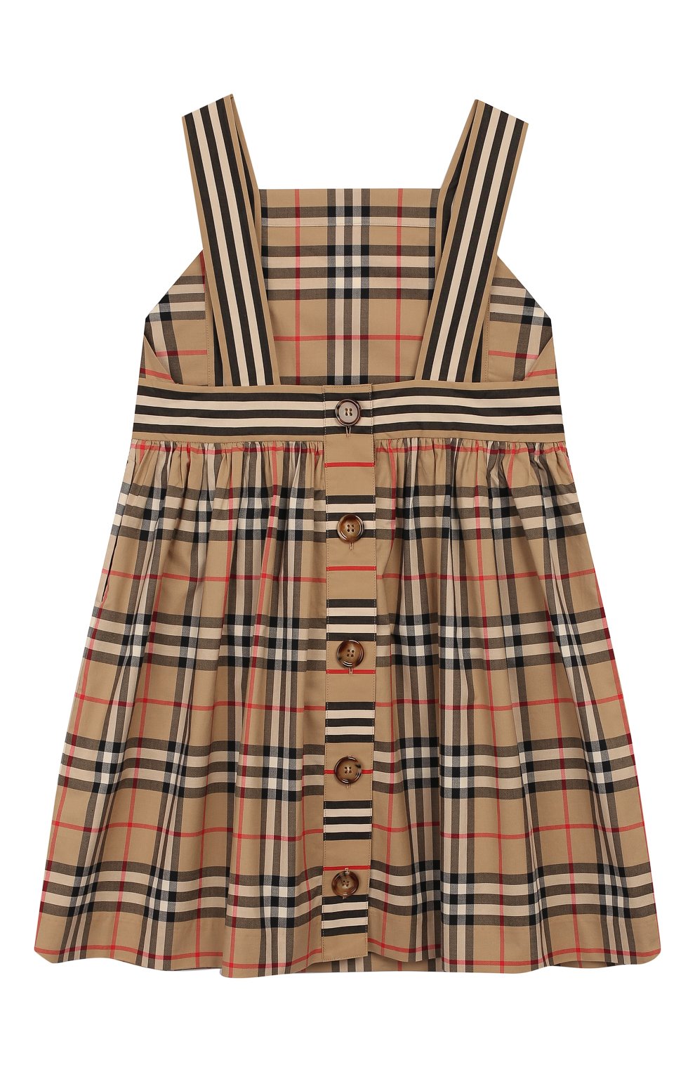 Детское хлопковый сарафан BURBERRY бежевого цвета, арт. 8028459 | Фото 2 (Рукава: Короткие; Девочки Кросс-КТ: Сарафан-одежда; Принт: С принтом; Материал внешний: Хлопок; Ростовка одежда: 10 - 11 лет | 140 - 146см, 12 лет | 152 см, 16 лет | 164 см, 3 года | 98 см, 4 года | 104 см, 6 лет | 116 см, 8 лет | 128 см)