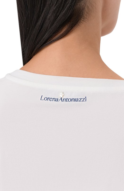 Хлопковый лонгслив Lorena Antoniazzi TS10/9999 Белый  TS10/9999 Фото 5