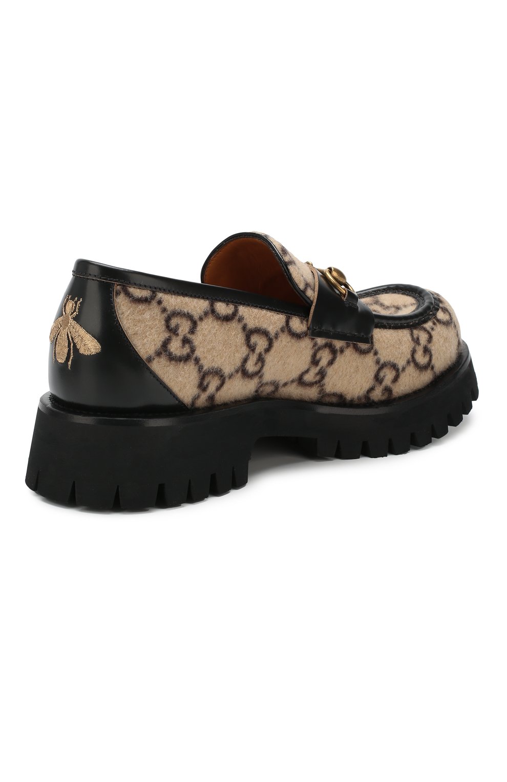 Текстильные лоферы horsebit GUCCI бежевого цвета по цене 67800 руб., арт. 598312/G38C0, фото 4 Текстильные лоферы horsebit GUCCI, арт. 598312/G38C0, фото 4